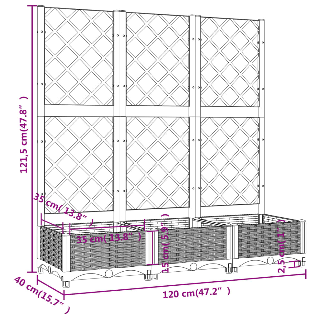 vidaXL Garden Brown 120 x 40 x 121.5 cm
