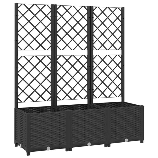 vidaXL Garden Planter with Trellis Black 120x40x136 cm PP