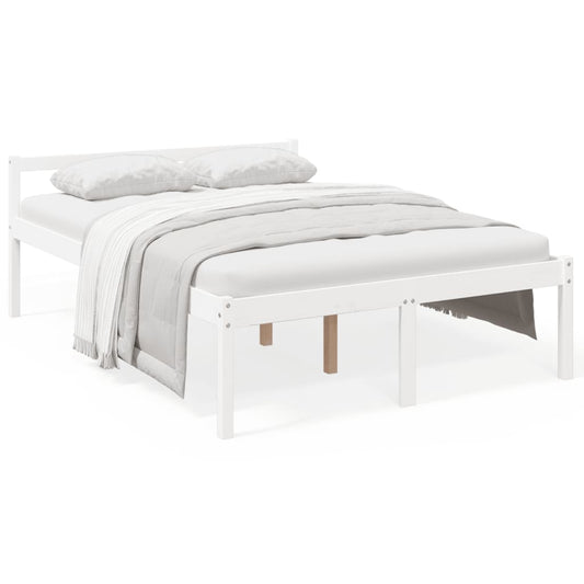 vidaXL Bed Frame | White | Solid pine wood, Plywood | Double | Bed Frame