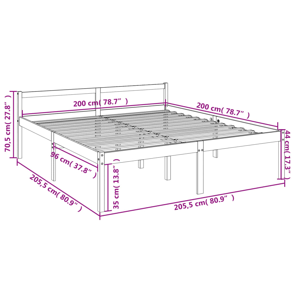 vidaXL Senior Bed without Mattress 200x200cm Solid Wood Pine