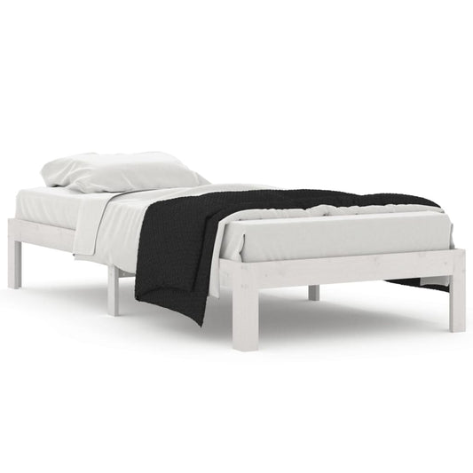 vidaXL Bed Frame without Mattress White Solid Wood Pine 90x200cm