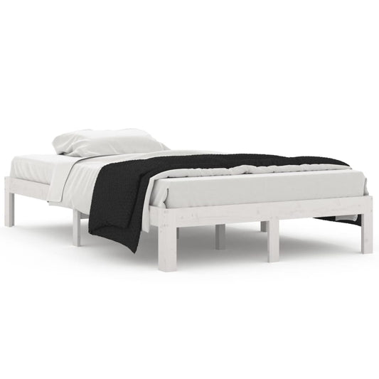 vidaXL Bed Frame | White | Solid pine wood | 120x200 cm | Durable | Bed Frame