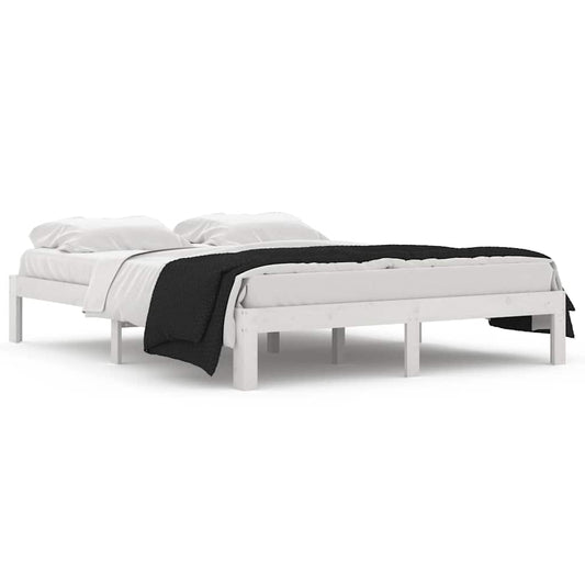 vidaXL Bed Frame without Mattress White Solid Wood 150x200cm King Size