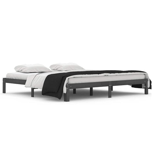 vidaXL Bed Frame without Mattress Grey Solid Wood Pine 200x200cm