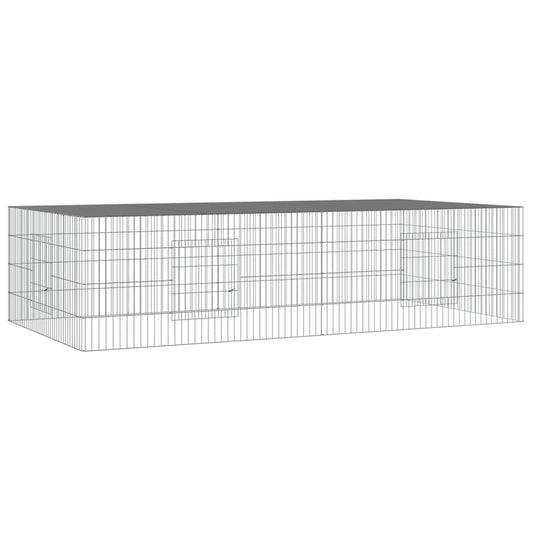 vidaXL 2-Panel Rabbit Cage 220x110x55 cm Galvanised Iron