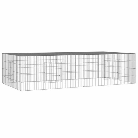 vidaXL 2-Panel Rabbit Cage 220x110x55 cm Galvanised Iron