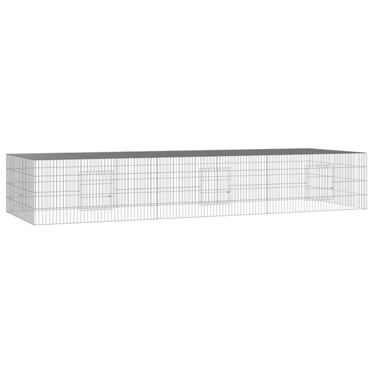 vidaXL 3-Panel Rabbit Cage 325x109x54 cm Galvanised Iron