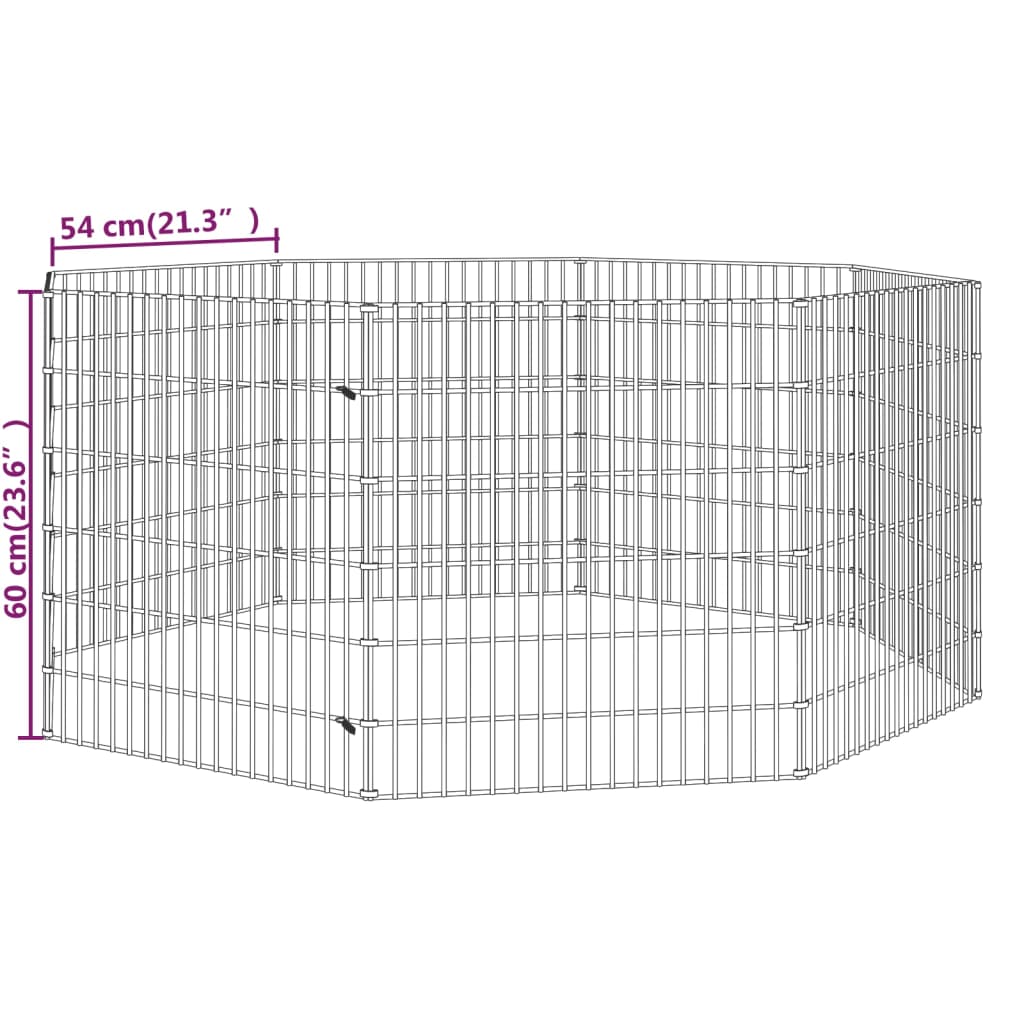 vidaXL Free Range Animal Enclosure 8-Panel 54x60 cm Galvanised Iron