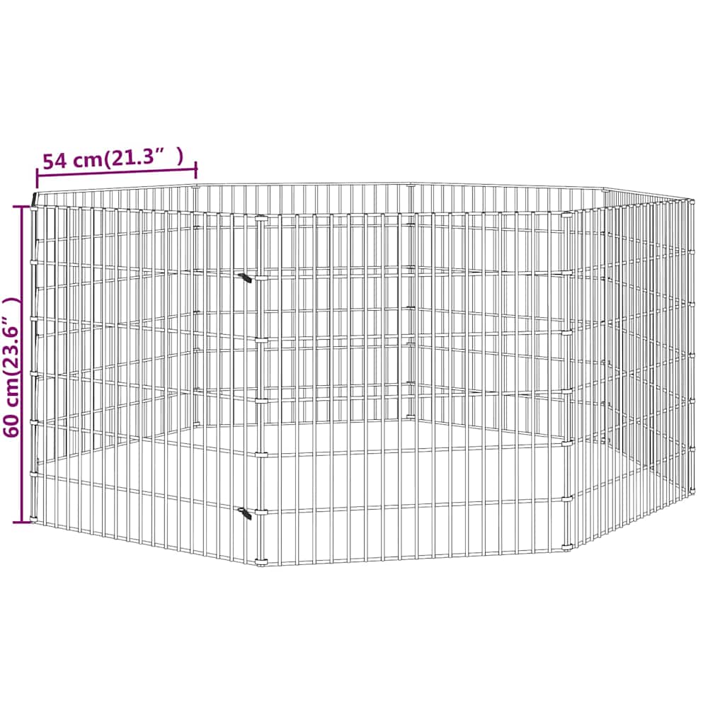 vidaXL Free Range Animal Enclosure 8-Panel 54x60 cm Galvanised Iron