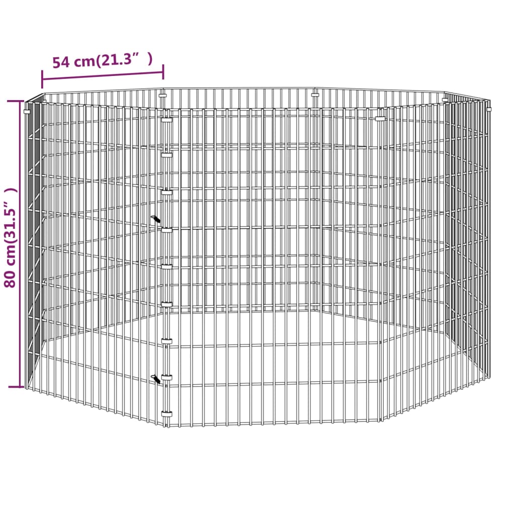 vidaXL Free Range Animal Enclosure 8-Panel 54x80 cm Galvanised Iron