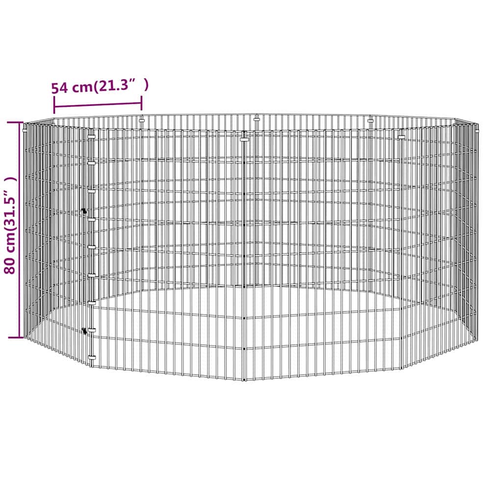 vidaXL Free Range Animal Enclosure 10-Panel 54x80 cm Galvanised Iron