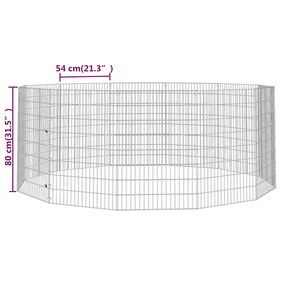 vidaXL Free Range Animal Enclosure 12-Panel 54x80 cm Galvanised Iron
