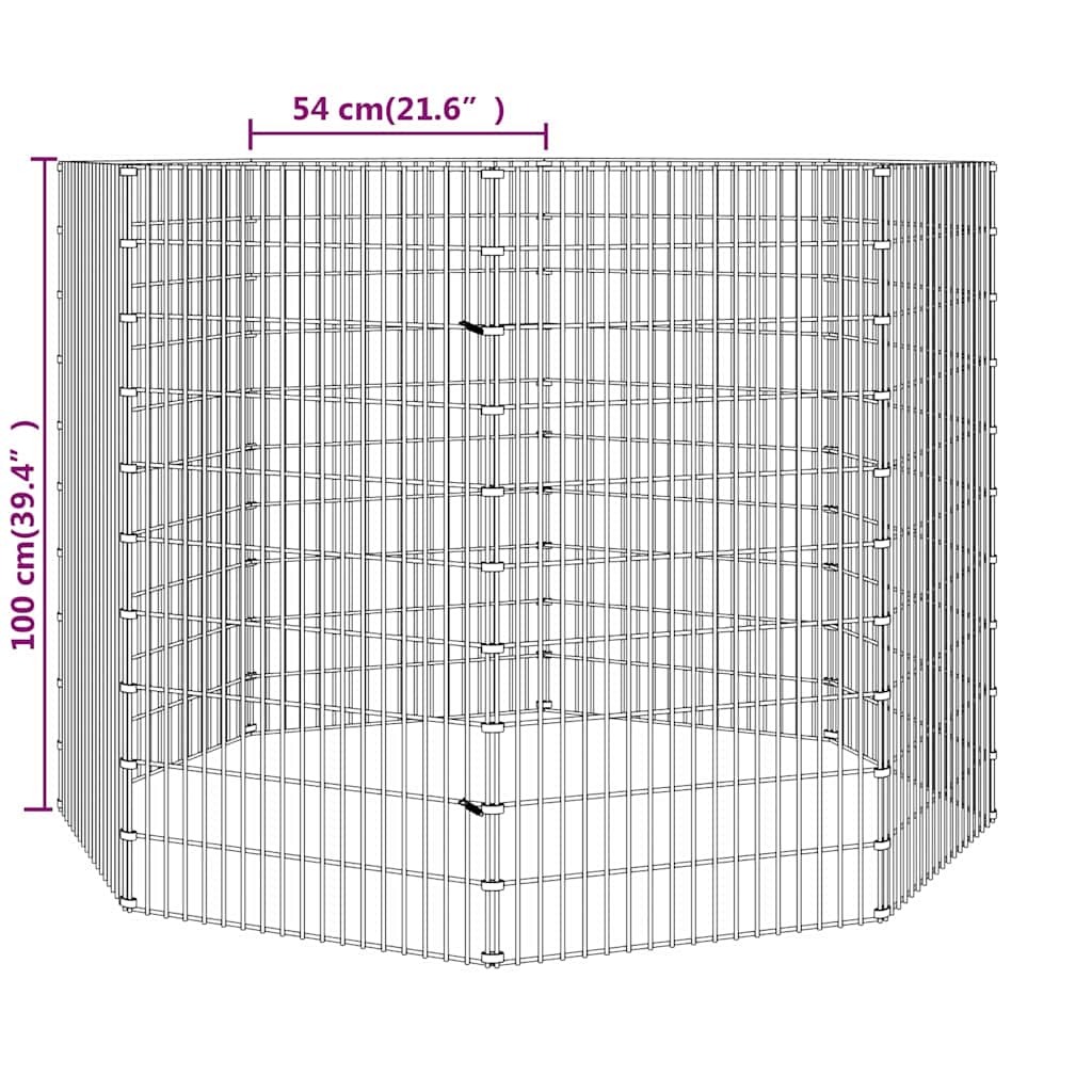 vidaXL Free Range Animal Enclosure 8-Panel 54x100 cm Galvanised Iron