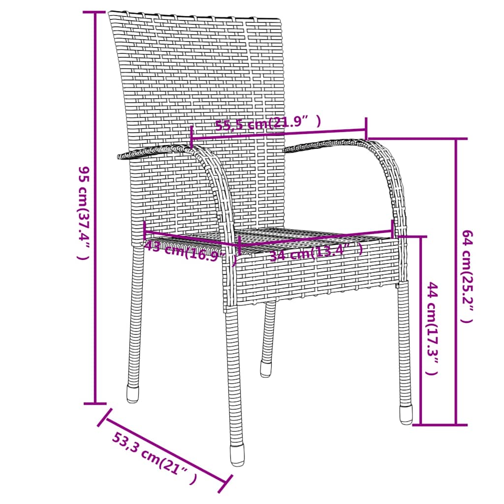 vidaXL 3 Piece Garden Dining Set Poly Rattan Brown