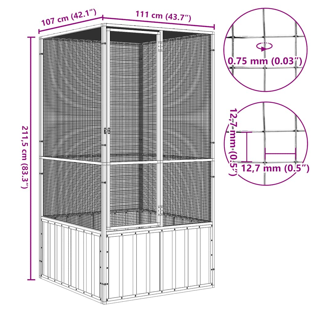 vidaXL Bird Cage Anthracite 111x107x211.5 cm Galvanised Steel