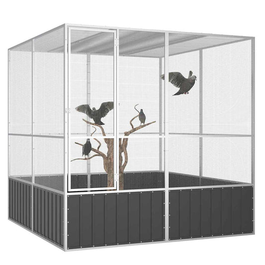 vidaXL Bird Cage Anthracite 213,5x217,5x211,5 cm Galvanised Steel