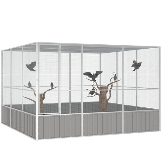 vidaXL Bird Cage Grey 302,5x324,5x211,5 cm Galvanised Steel