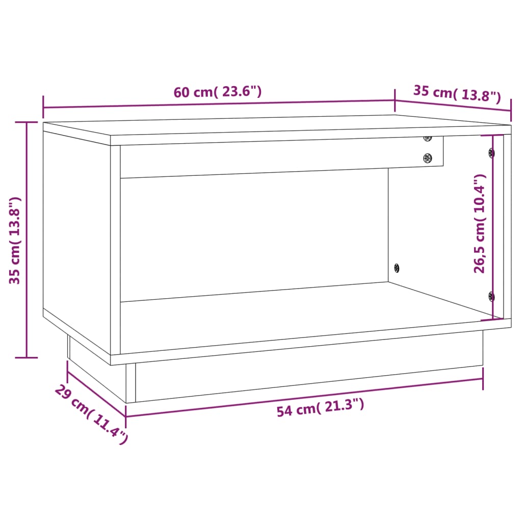 vidaXL TV Cabinet 60x35x35 cm Solid Wood Pine