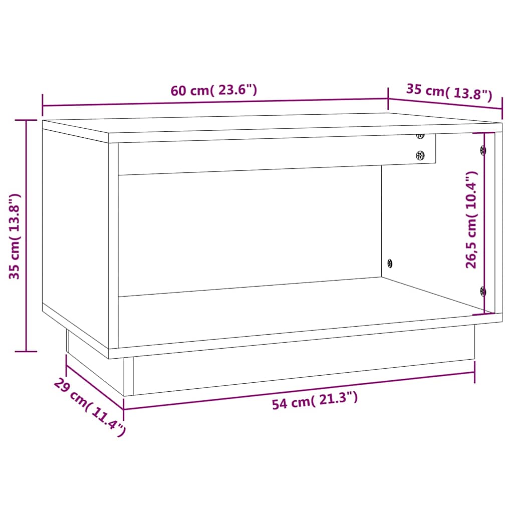 vidaXL TV Cabinet Grey 60x35x35 cm Solid Wood Pine
