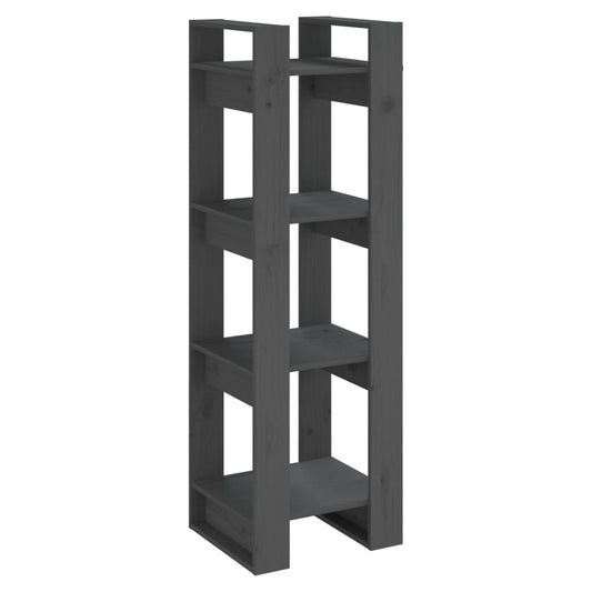 813866 vidaXL Book Cabinet/Room Divider Grey 41x35x125 cm Solid Wood Pine