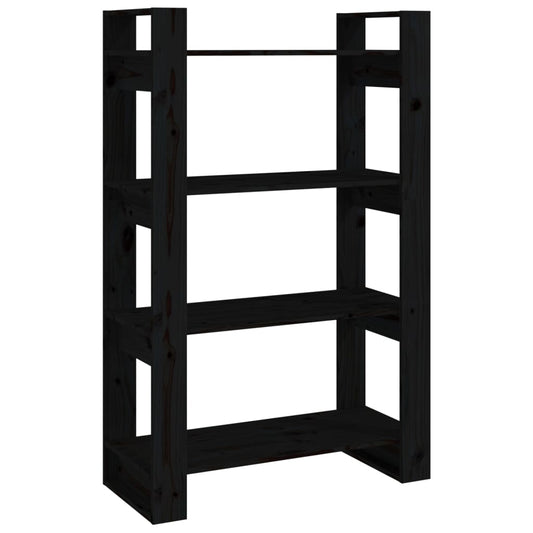 vidaXL Book Cabinet/Room Divider Black 80x35x125 cm Solid Wood Pine