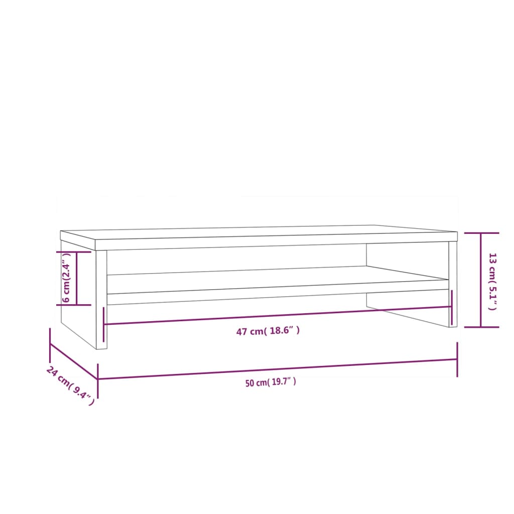 vidaXL Monitor Stand | Natural Wood | Solid Pine Wood