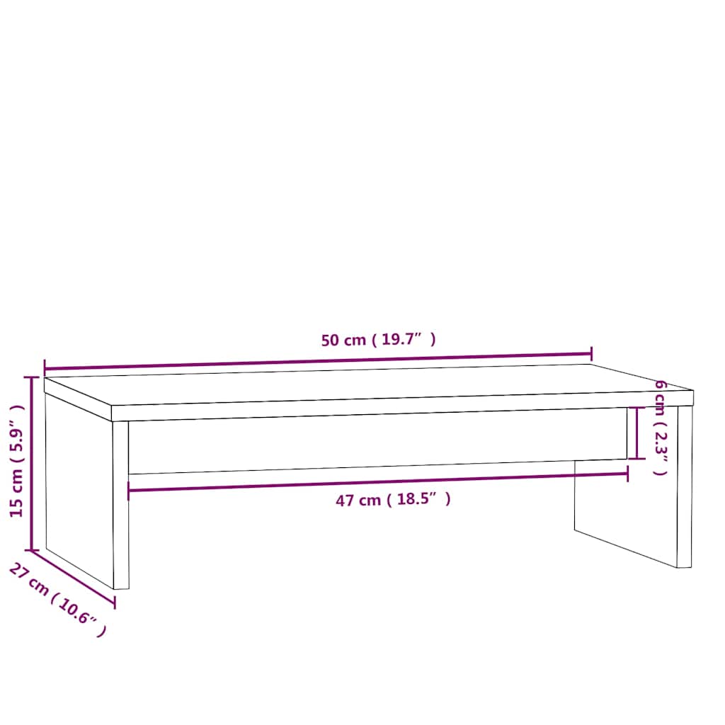 vidaXL Monitor Stand White 50x27x15 cm Solid Wood Pine