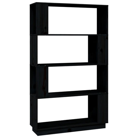 vidaXL Book Cabinet/Room Divider Black 80x25x132 cm Solid Wood Pine