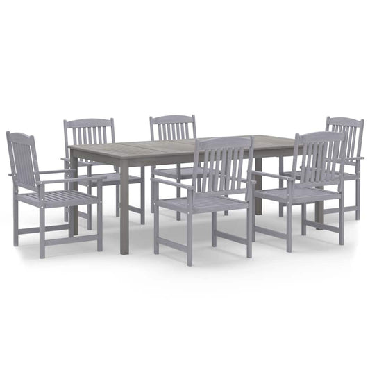 vidaXL 7 Piece Garden Dining Set Solid Wood Acacia Grey