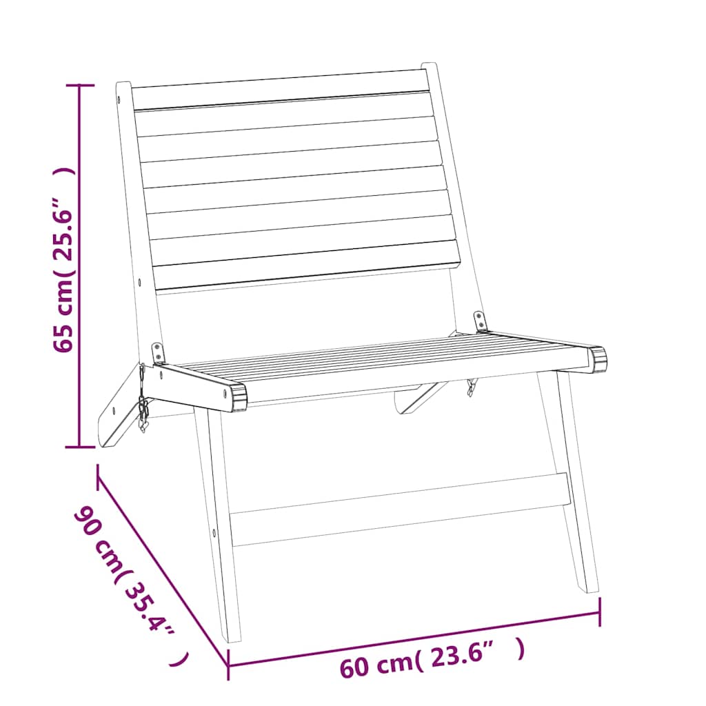 vidaXL Folding Chair Solid Wood Teak