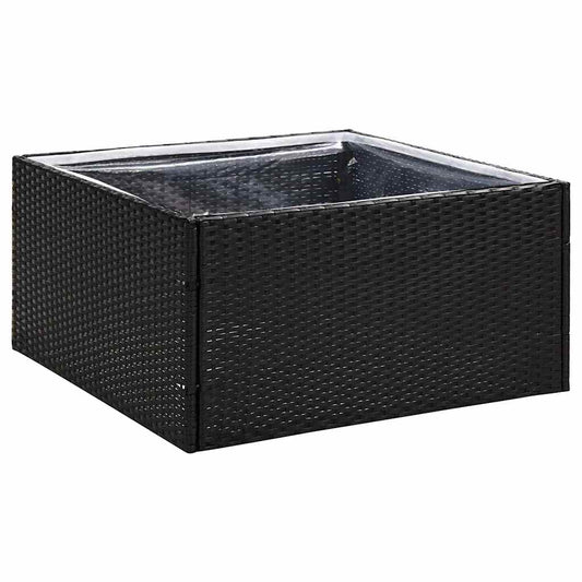 319171 vidaXL Garden Planter Black 80x80x40 cm Poly Rattan