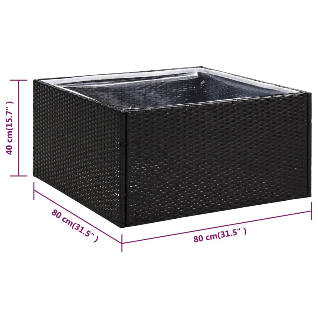 vidaXL Garden Planter Black 80x80x40 cm Poly Rattan