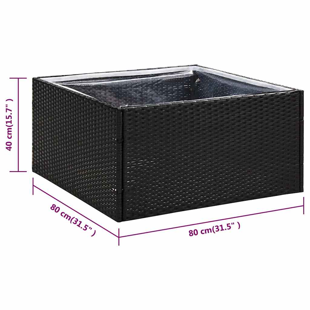 319171 vidaXL Garden Planter Black 80x80x40 cm Poly Rattan