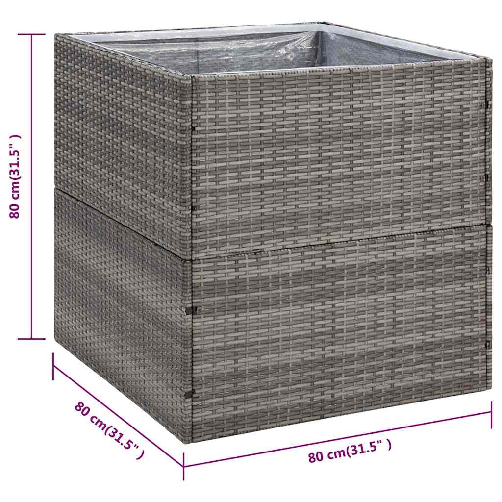 vidaXL Garden Planter Grey 80x80x80 cm Poly Rattan