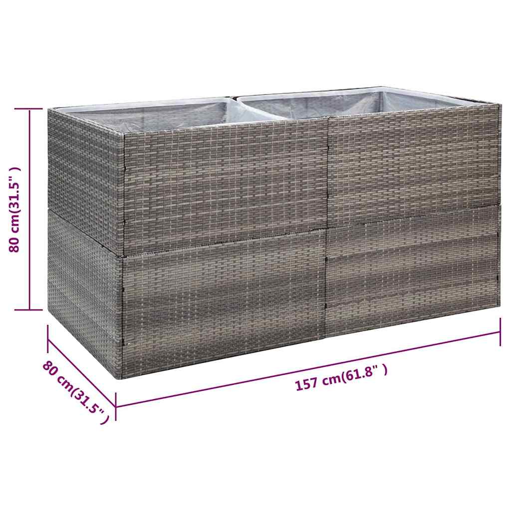 vidaXL Garden Planter Grey 157x80x80 cm Poly Rattan
