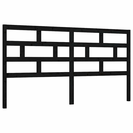 814218 vidaXL Bed Headboard Black 206x4x100 cm Solid Wood Pine