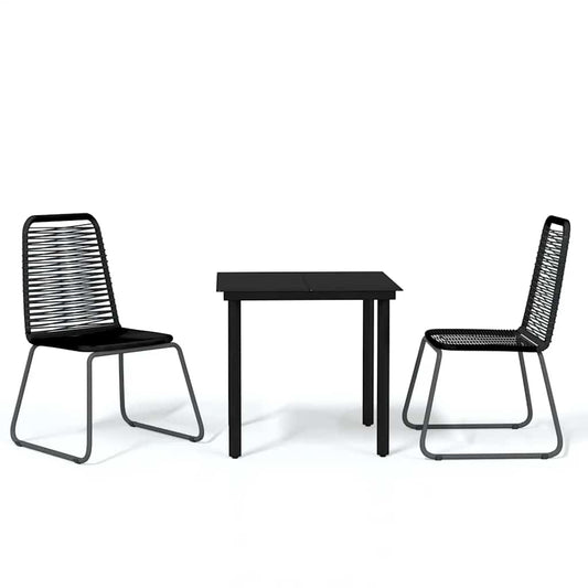 vidaXL Garden Dining Set | Black | Powder-coated steel, glass, PE rattan