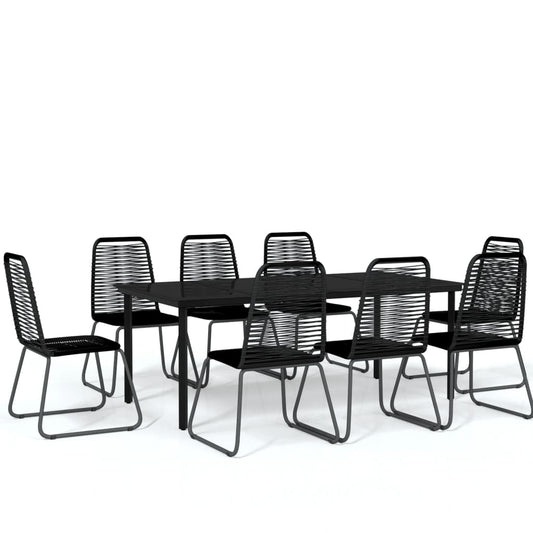 vidaXL 9 Piece Garden Dining Set Black