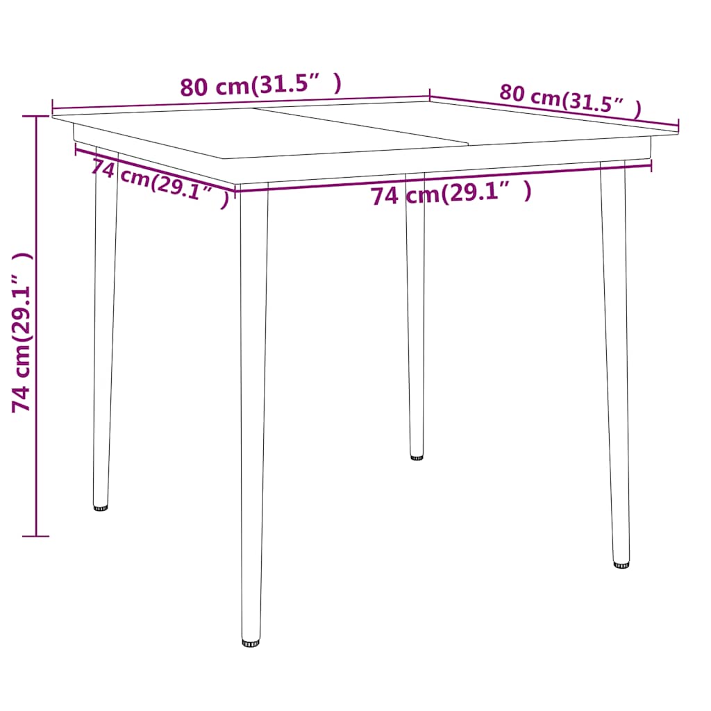 vidaXL 3 Piece Garden Dining Set Black