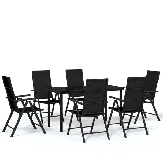 vidaXL 7 Piece Garden Dining Set Black