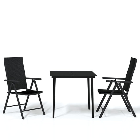 vidaXL 3 Piece Garden Dining Set Black