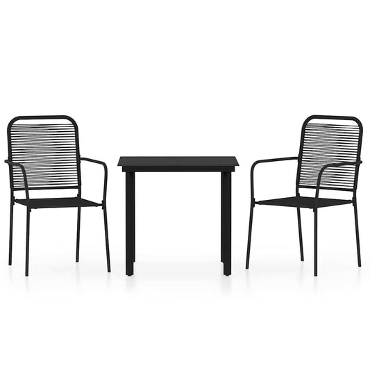 vidaXL 3 Piece Garden Dining Set Black