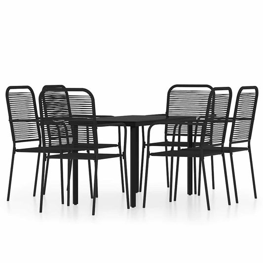 vidaXL 7 Piece Garden Dining Set Black