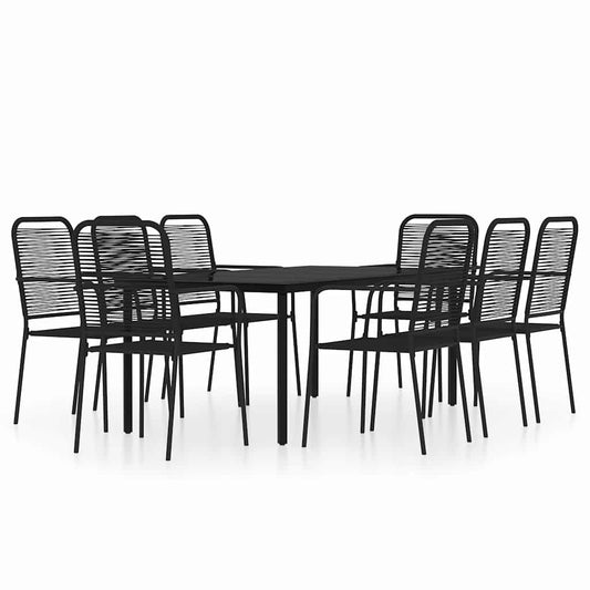 vidaXL 9 Piece Garden Dining Set Black