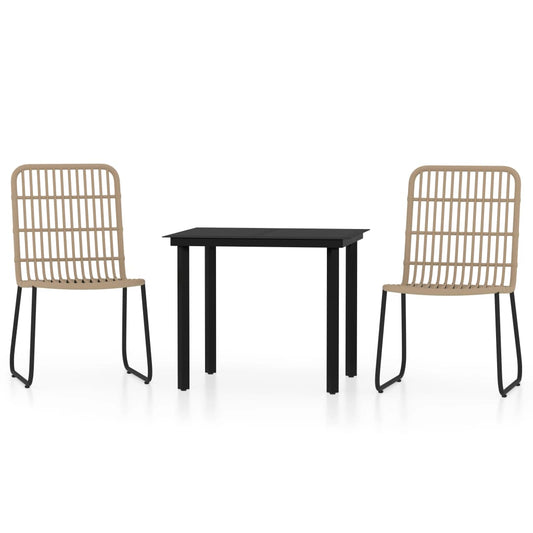 vidaXL Dining Set | Oak and Black | PE Rattan and Powder-Coated Steel | Standard