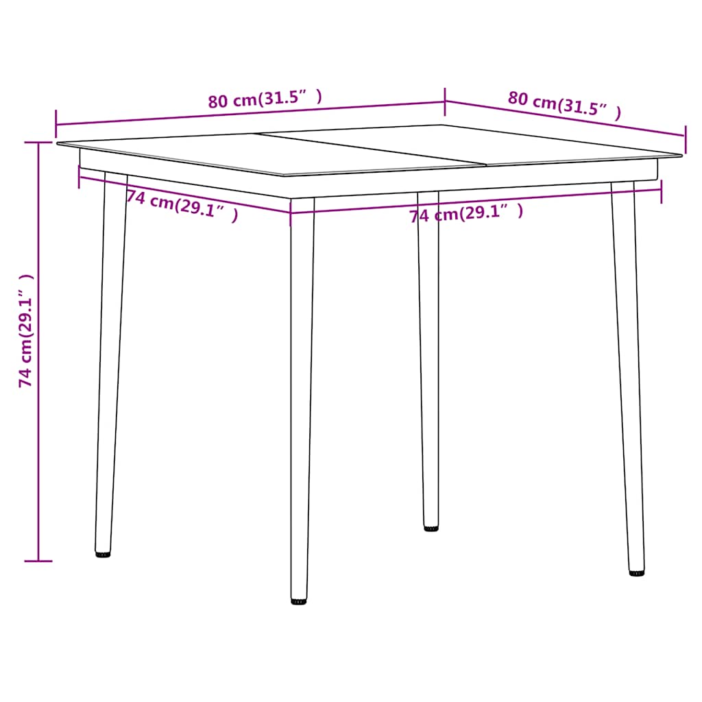 vidaXL Dining Set | Oak and Black | PE rattan | Medium | Stackable | Dining Set