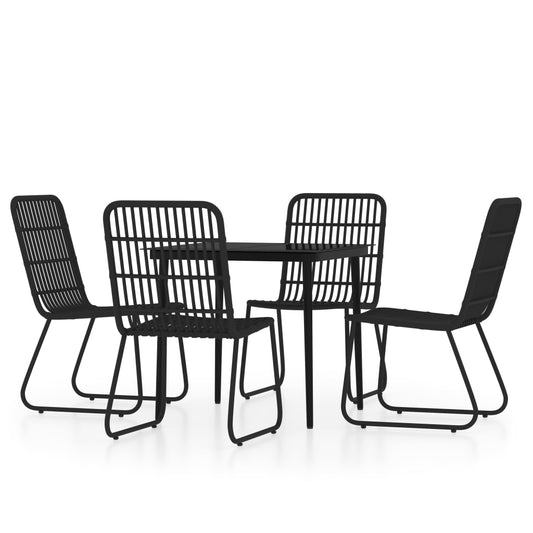 vidaXL Dining Set | Black | Powder-coated Steel | Medium | Lightweight