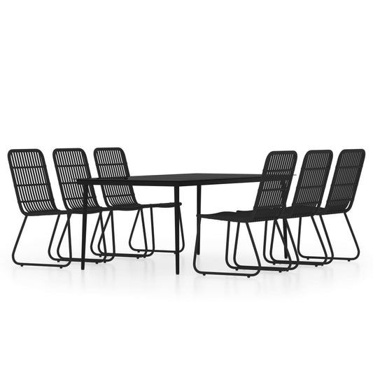 vidaXL Dining Set | Black | Powder-coated steel | Large | UV-resistant materials