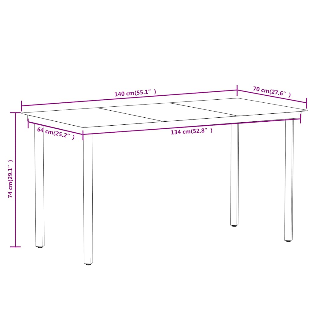 vidaXL 5 Piece Garden Dining Set Black