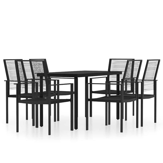 vidaXL 7 Piece Garden Dining Set Black